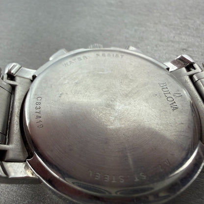 Bulova Watch Men 39mm Silver Dial Steel Daydate Round Diamond 96E03 New Batttery9