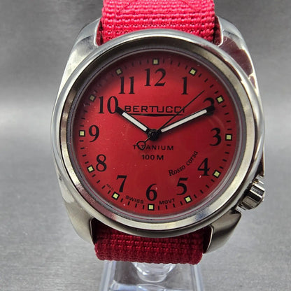 Bertucci A-2T Rosso Corsa Watch Men 40mm Red Dial Titanium Round New battery2