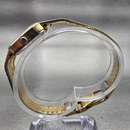 Seiko Watch Women 19mm Champagne Dial Gold Tone Rectangle 5421-5060 New Battery6