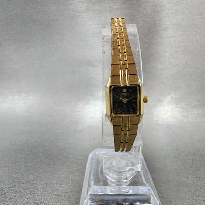 Citizen CQ Tank Watch Women 13mm Black Dial Gold Tone 5421S18531 New Batt5