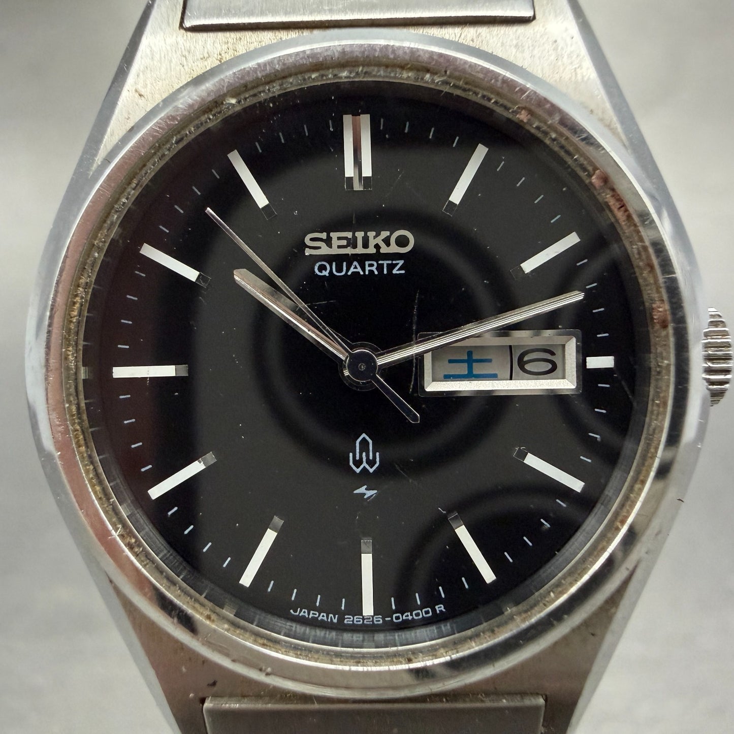 Seiko Watch Women 26mm Black Dial Silver Tone Daydate 2626-0050 New Battery VTG1