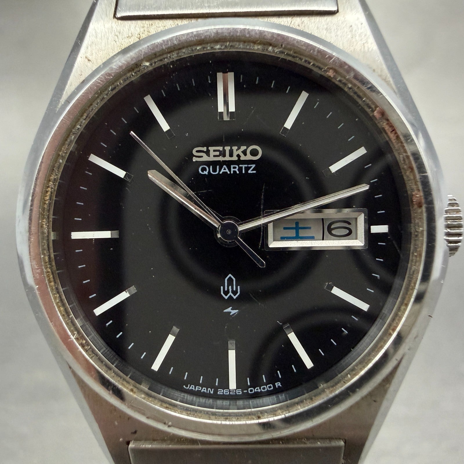Seiko Watch Women 26mm Black Dial Silver Tone Daydate 2626-0050 New Battery VTG1