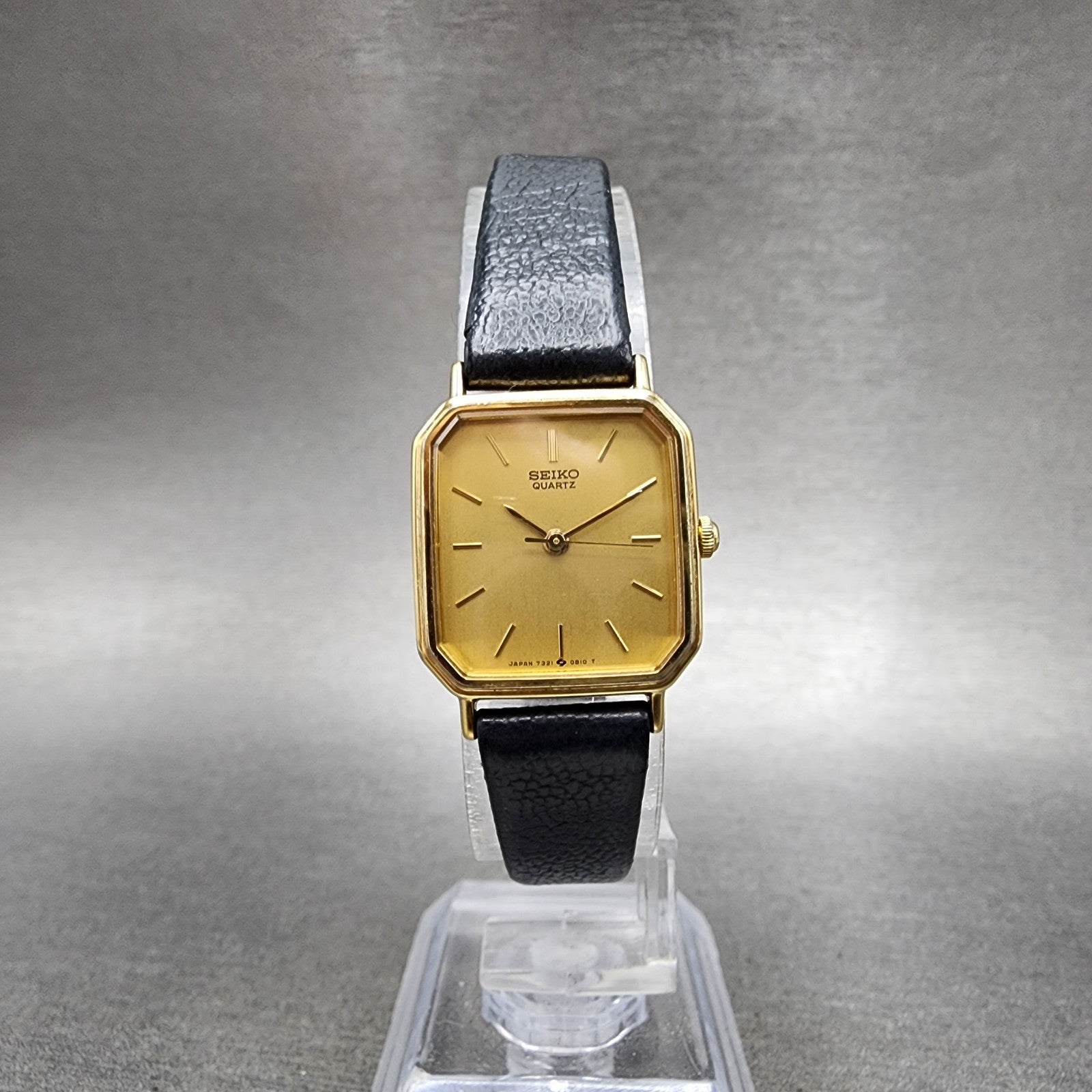 Seiko Watch Women 20mm Champagne Dial Gold Tone Octagon 73215410 New Battery5
