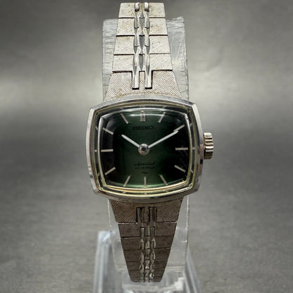 Seiko Special Watch Women 19mm Green Dial Silver Tone Manual 1140-3160 Runs0