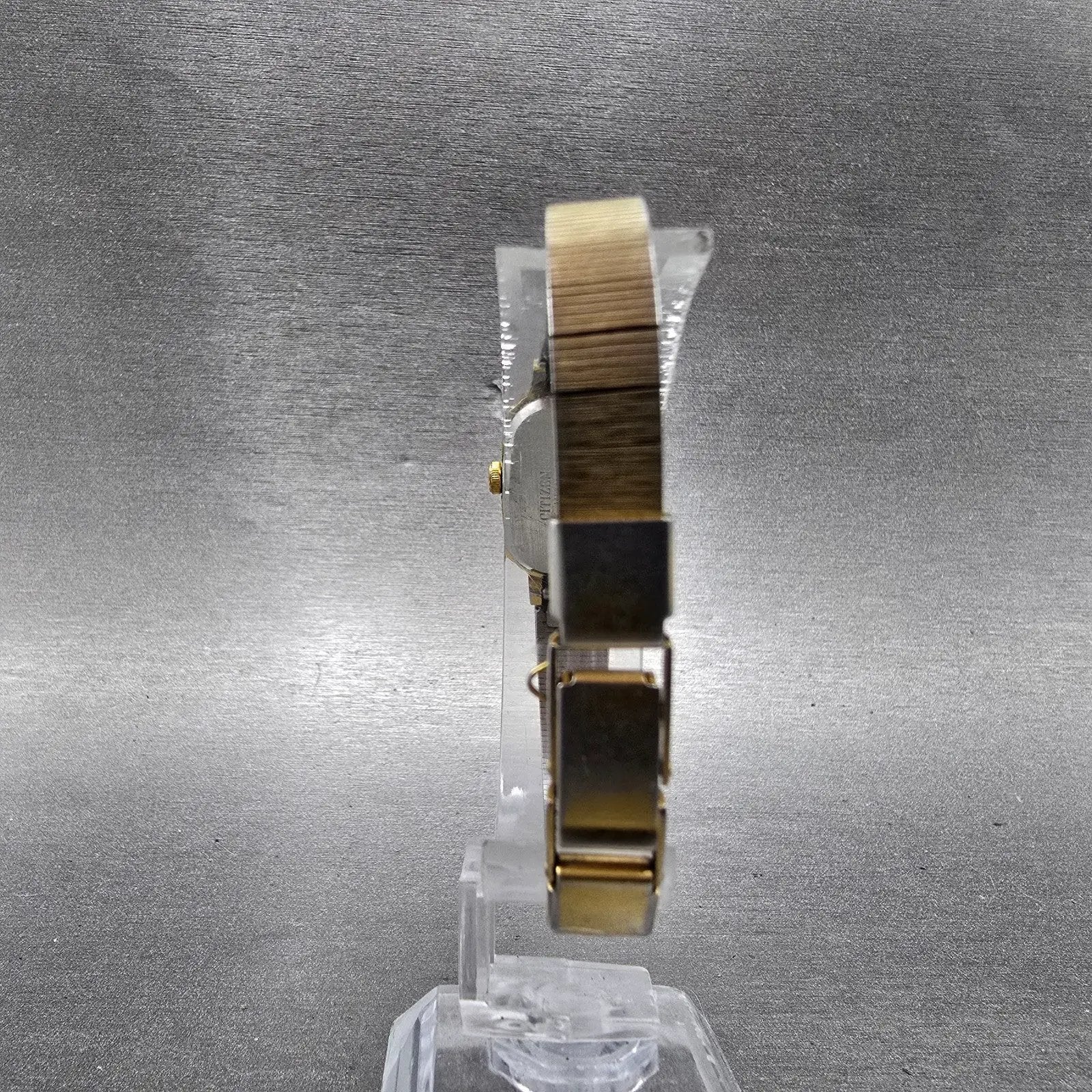 Citizen Seven Tank Watch Women 16mm Brown Dial Gold Tone 3220-949650 New Battery8