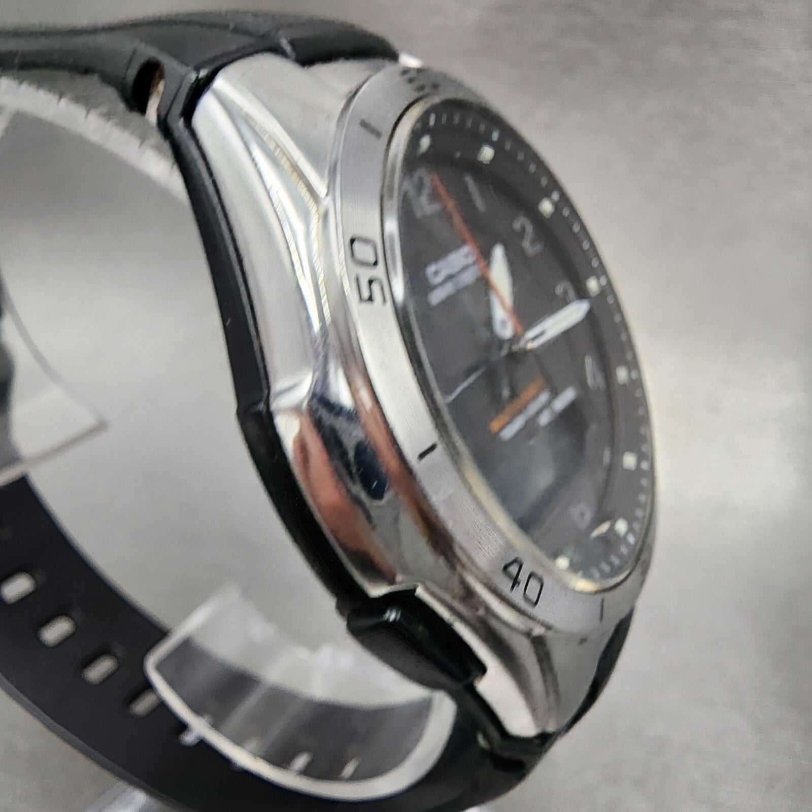 Casio Wave Ceptor Watch Men 43mm Black Dial Silver Tone Analog Digital  Solar3