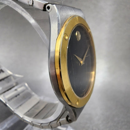 Movado Museum watch Men 32mm Black Dial Two Tone Round 86A2876K New Battery3