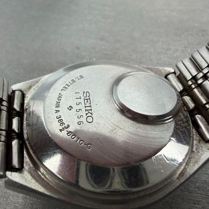Seiko QR Watch Men 36mm Silver Dial Silver Tone Daydate 3863-8010 New Battery9