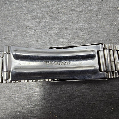 Seiko Bracelet 9mm Stainless Steel Silver Tone Tri Folding Clasp VTG Japan5