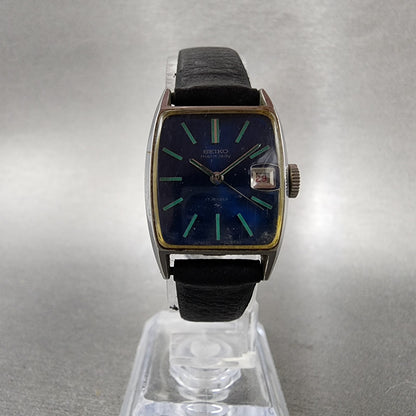 Seiko Matic Lady Tank Watch Women 20mm Blue Dial Steel Date 25173211 PARTS6
