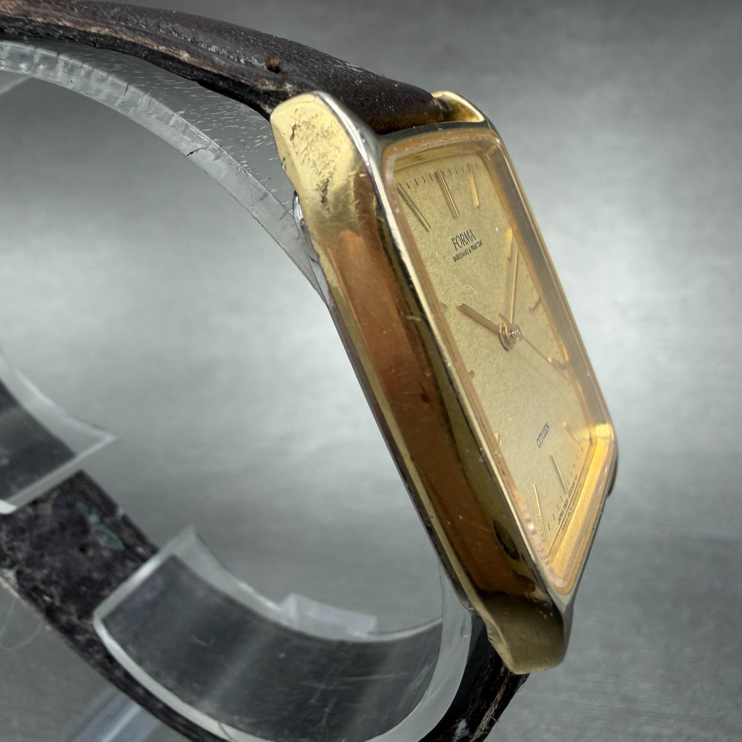 Citizen Forma Tank Watch Men 27mm Gold Dial Gold Tone Rectangle 2833-268961 PART4