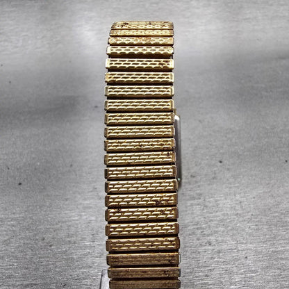 Seiko Watch Men 24mm Gold Dial Gold Tone Rectangle 2C21-5180 New Battery Vintage7