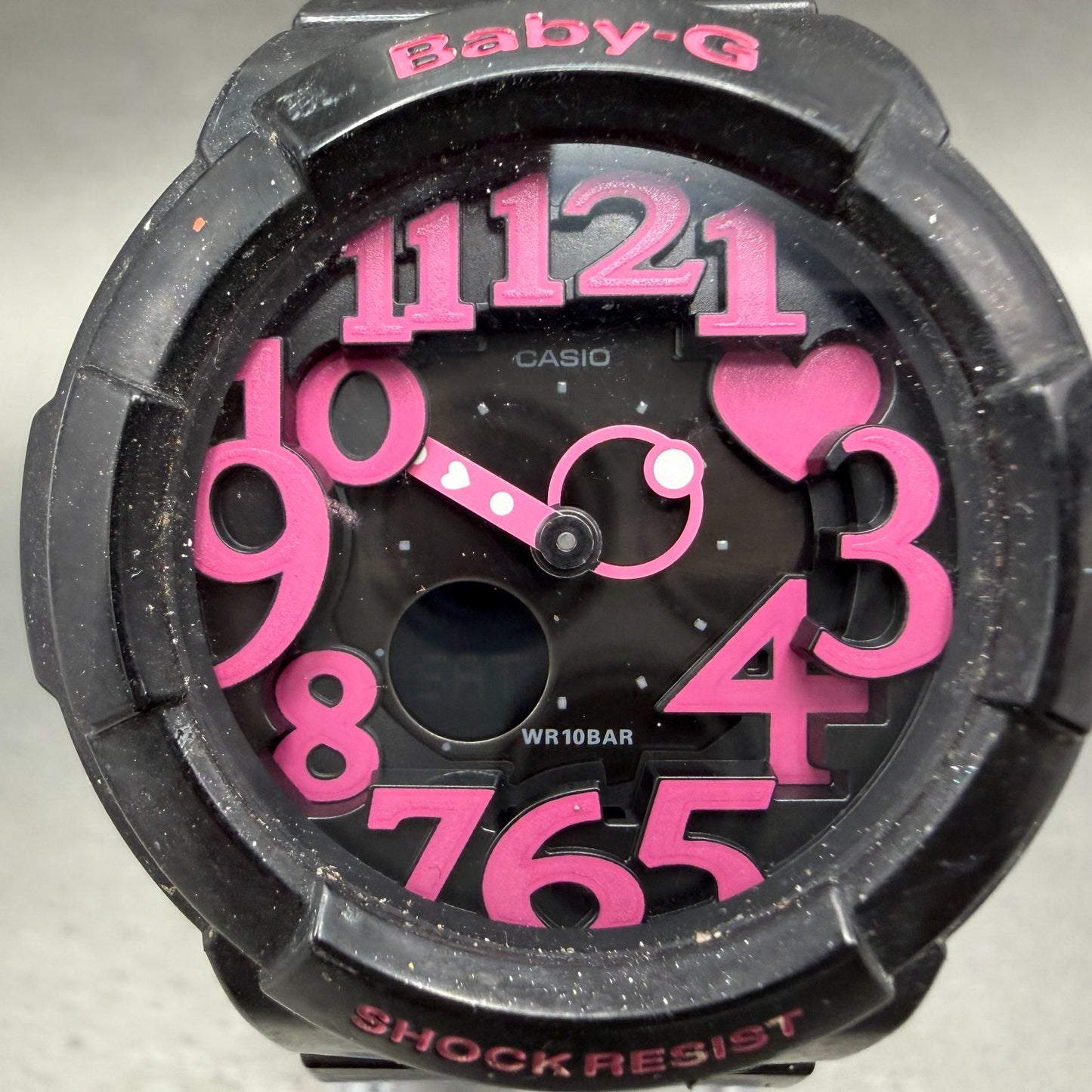 Casio Baby-G Watch Women 43mm Analog Digital Black Dial Black & Pink Tone NewBat1