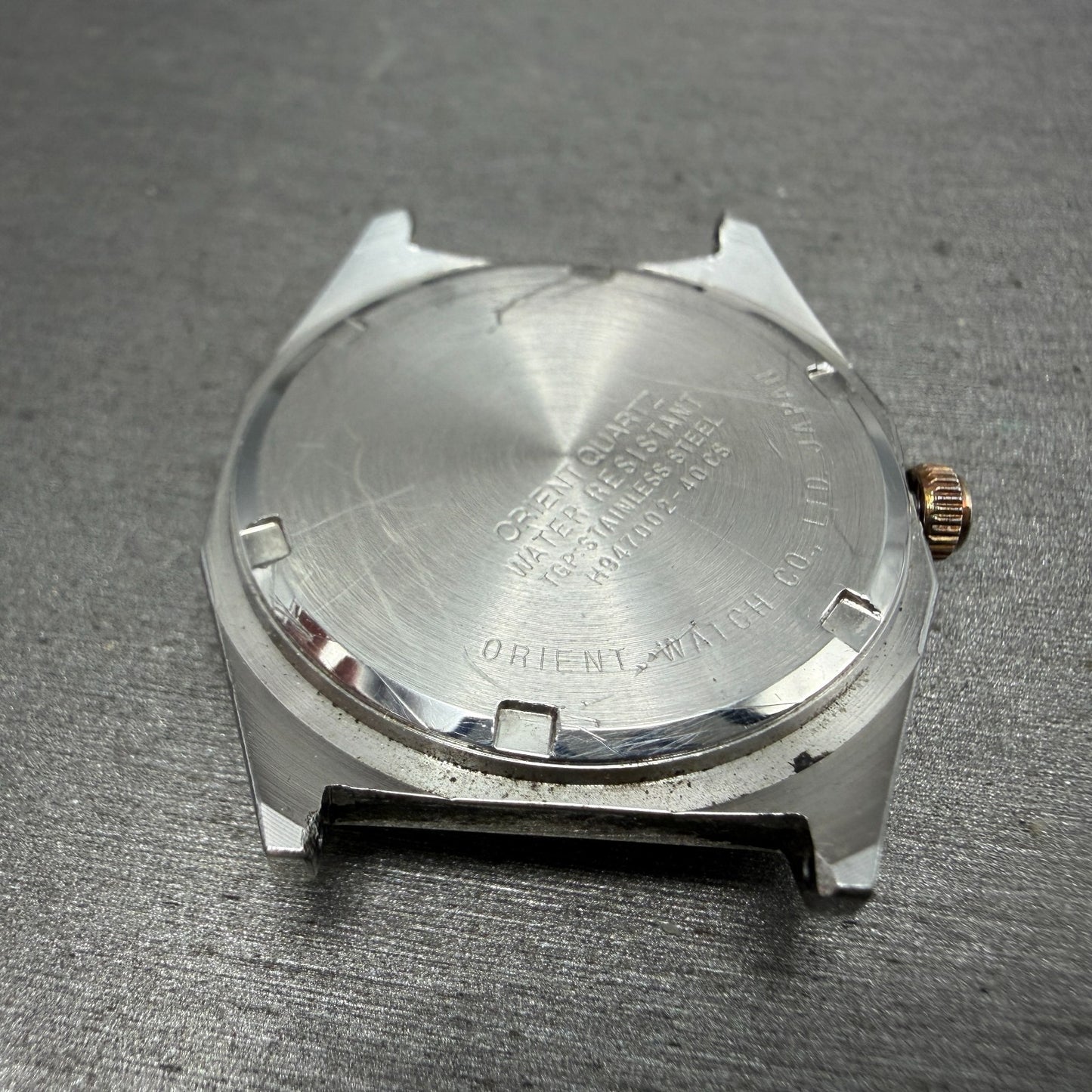 Orient Swimmer Watch Men 32mm Gold Dial Two Tone Date Octagon New Battery VTG7