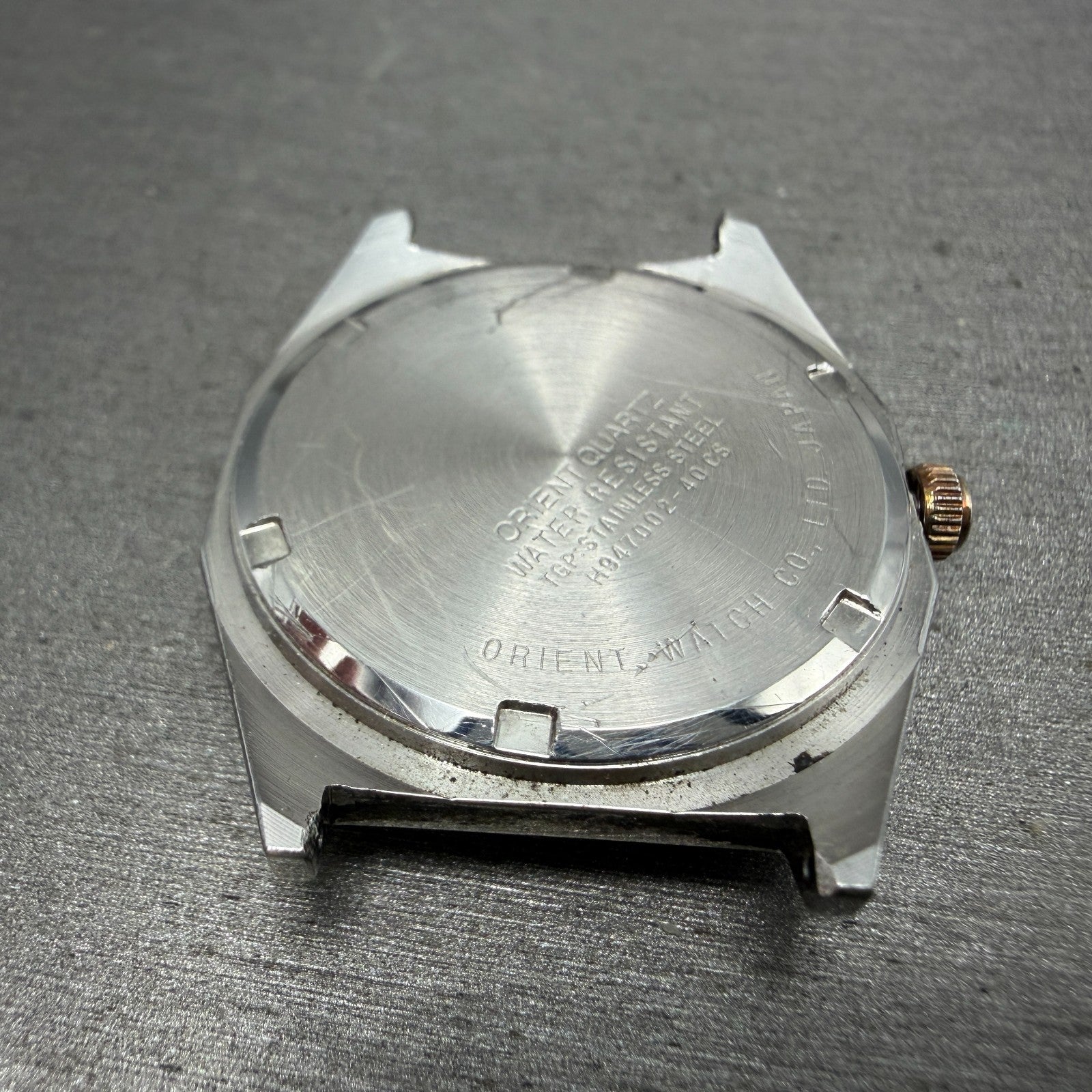 Orient Swimmer Watch Men 32mm Gold Dial Two Tone Date Octagon New Battery VTG7