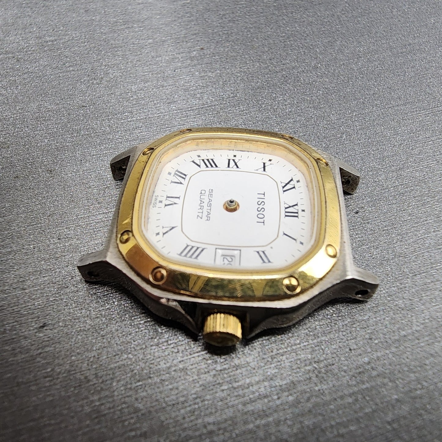 Tissot Seastar Watch Women 24mm White Dial Two Tone Date Octagon  PARTS6