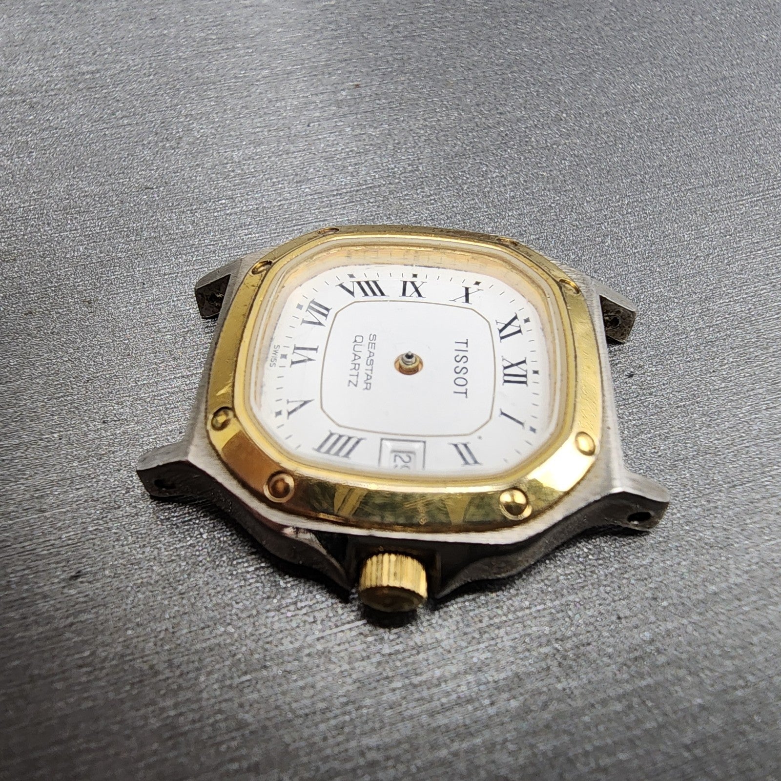 Tissot Seastar Watch Women 24mm White Dial Two Tone Date Octagon  PARTS6