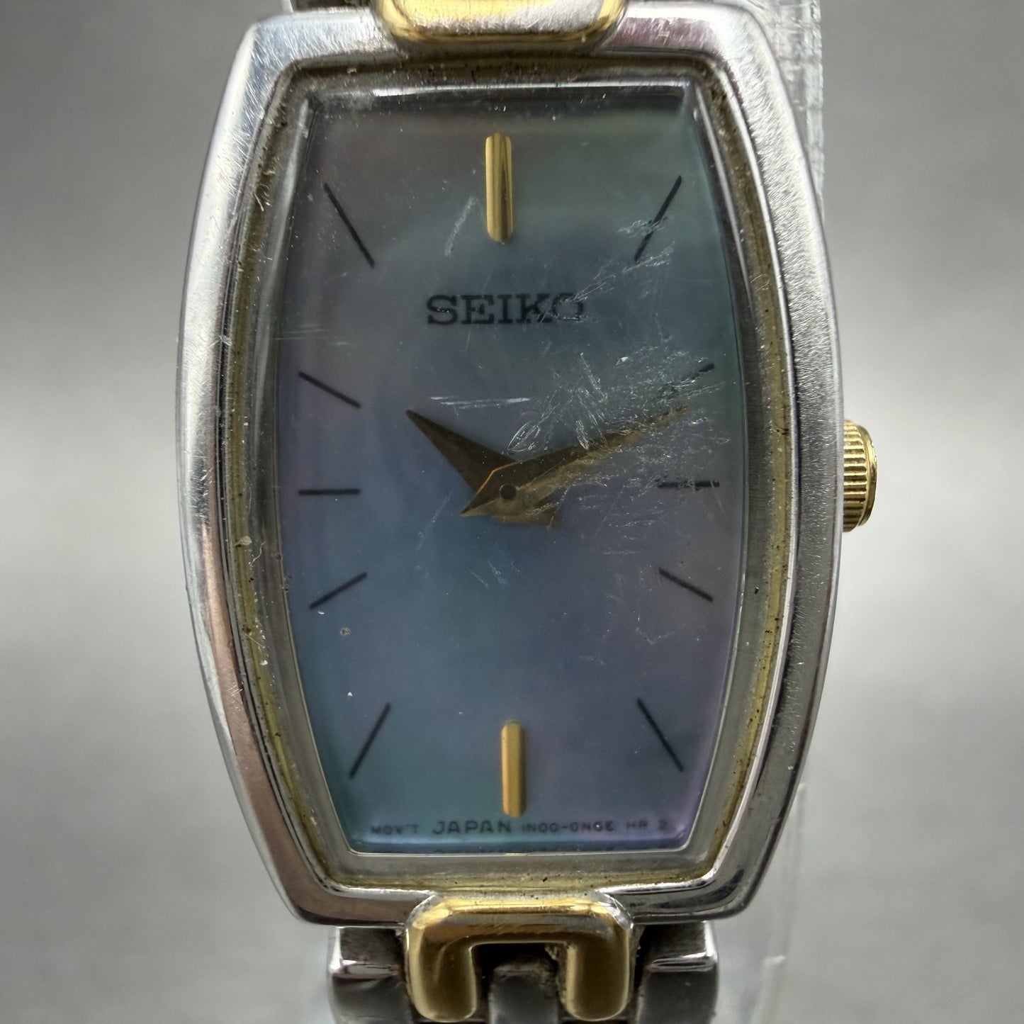 Seiko Tank Watch Women 16mm MOP Dial Two Tone Rectangle 1N000JL0 New Battery2