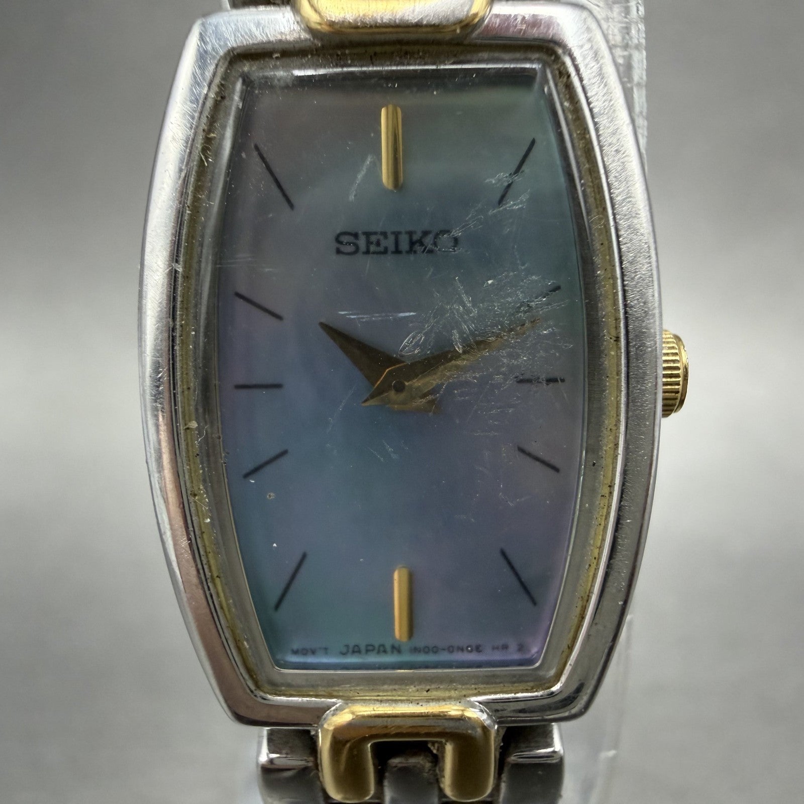 Seiko Tank Watch Women 16mm MOP Dial Two Tone Rectangle 1N000JL0 New Battery2