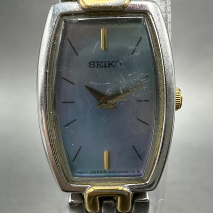 Seiko Tank Watch Women 16mm MOP Dial Two Tone Rectangle 1N000JL0 New Battery2