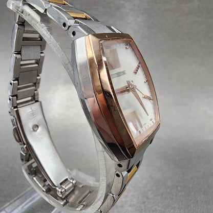 Citizen EcoDrive XC Watch Women 24mm White Dial Two Tone Rectangle H030 Runs3