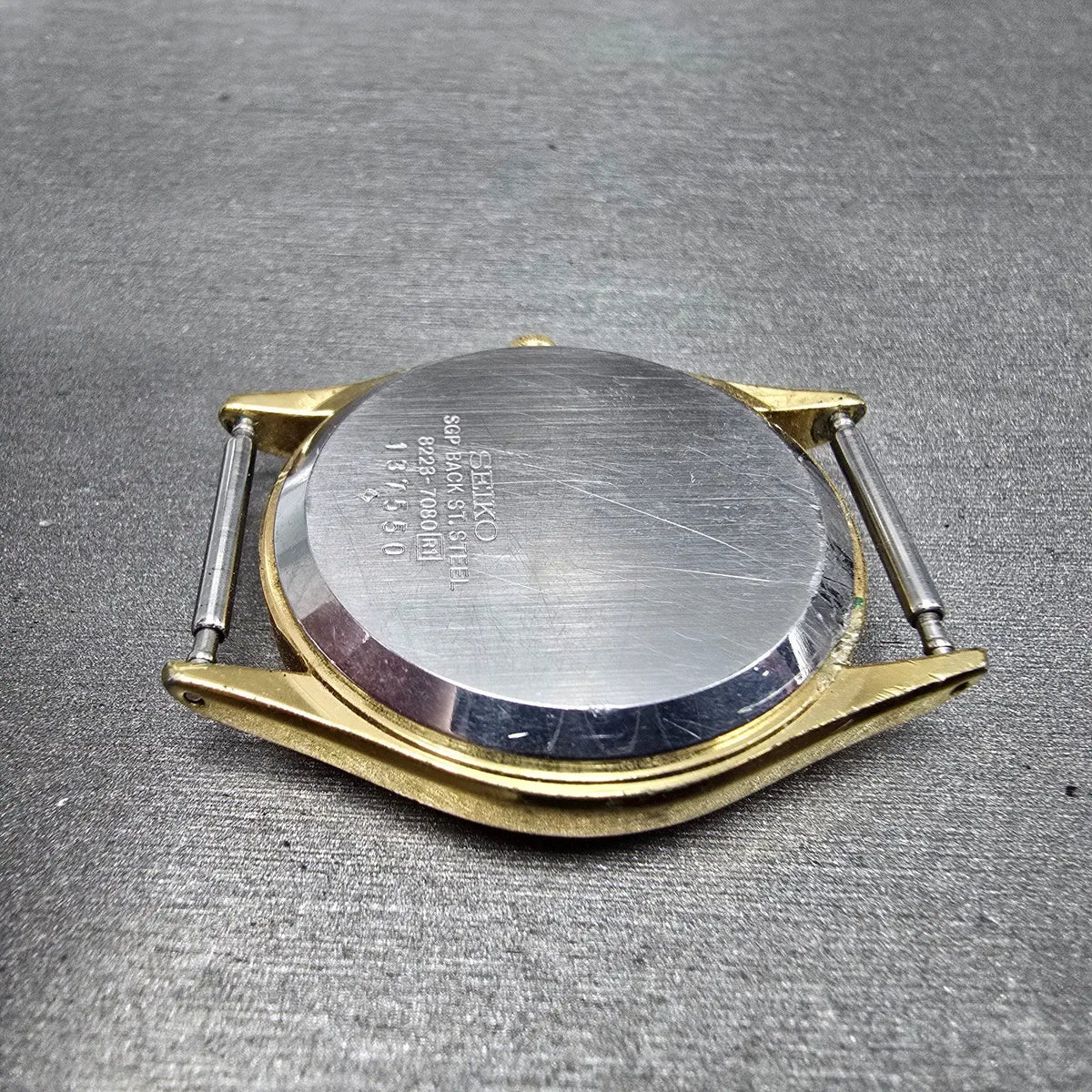 Seiko SQ Watch Men 32mm White Dial Gold Daydate Round 8223-7080 VTG PARTS8