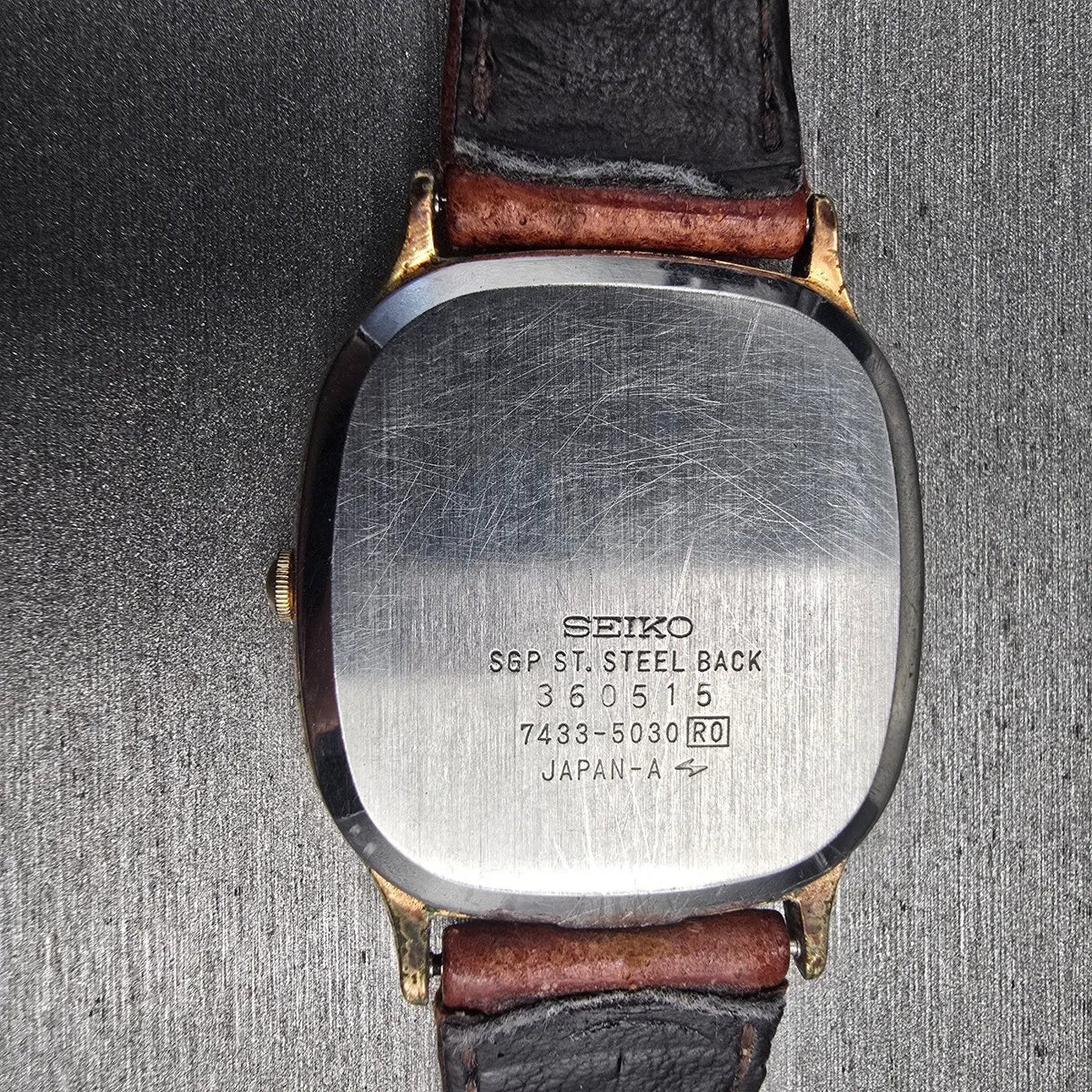 Seiko Watch Men 32mm Gold Dial Gold Tone Daydate Rectangle 7433-5030 New Battery10