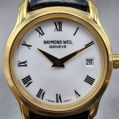 Raymond Weil Watch Women 24mm White Dial Gold Dial Date 5369 New Battery1