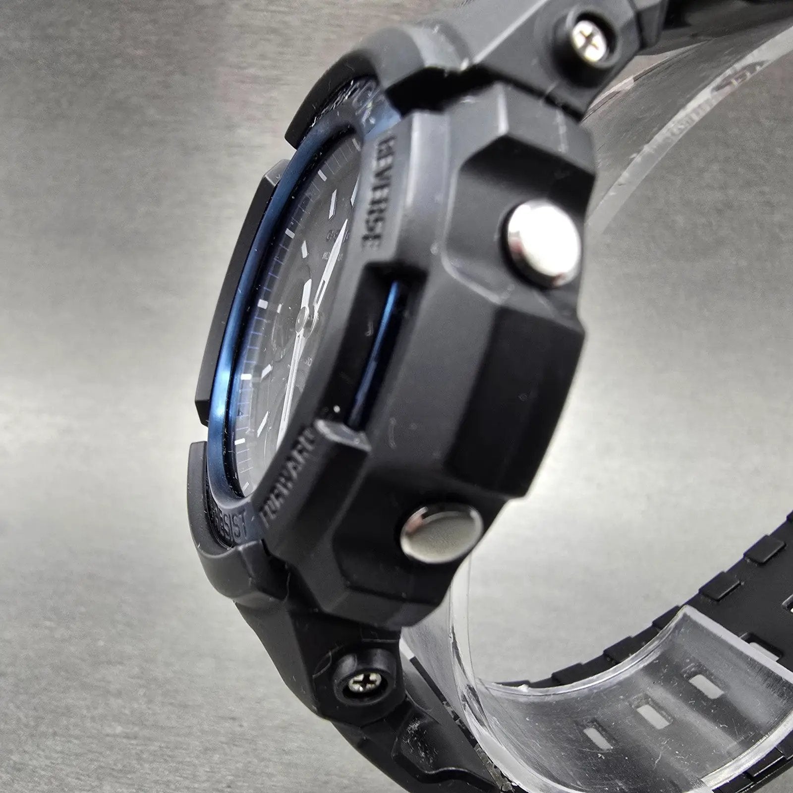 Casio G-Shock AWG-M100A Watch Men 47mm Black Blue Alarm Chrono Solar Works2