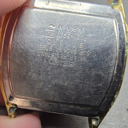 Seiko Digital Watch Men 33mm Brown Dial Gold Tone Daydate F051-5030 PARTS13
