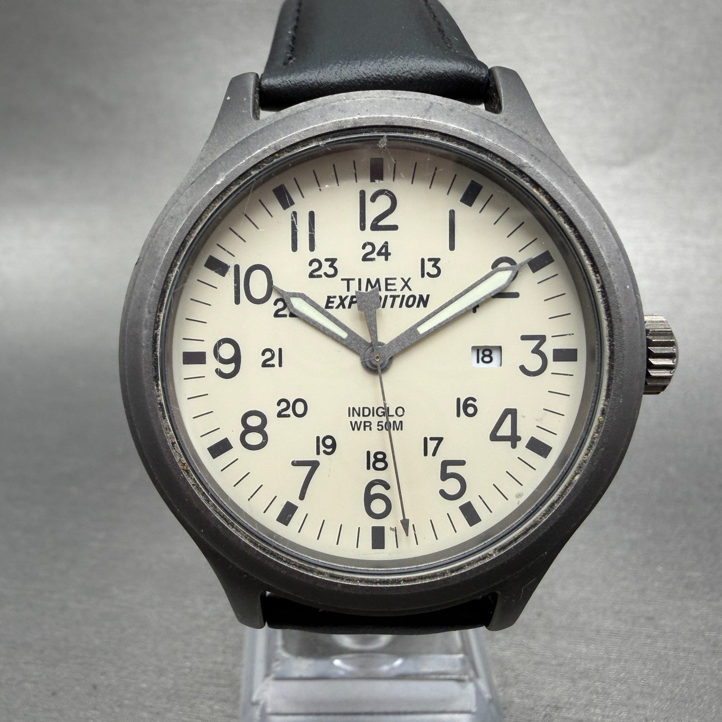 Timex Expedition Scout Watch Men 43mm White Dial Steel Date T49963 New Battery0