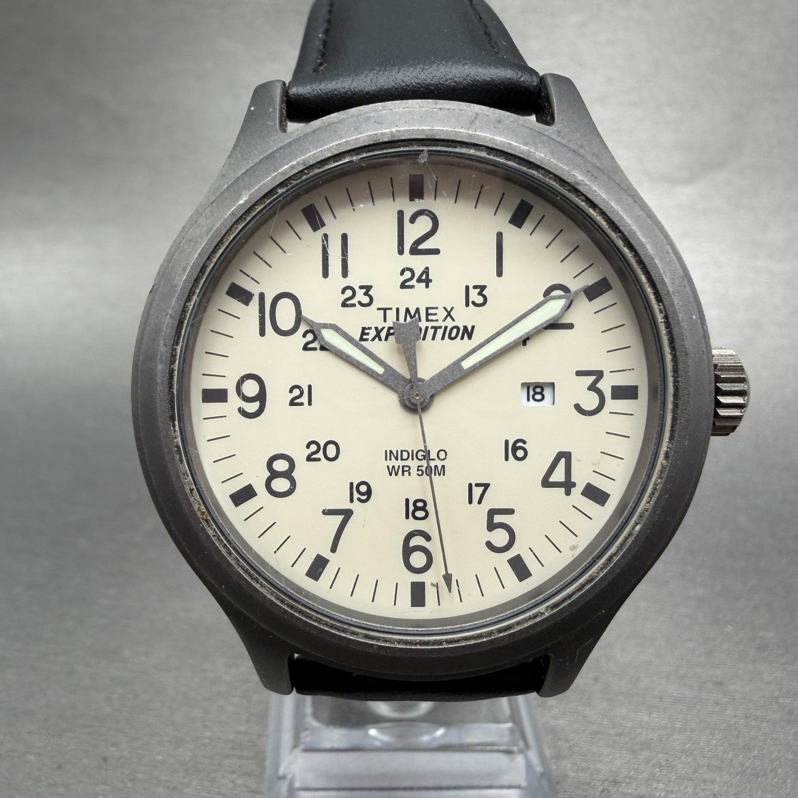 Timex Expedition Scout Watch Men 43mm White Dial Steel Date T49963 New Battery0