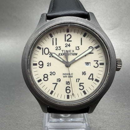 Timex Expedition Scout Watch Men 43mm White Dial Steel Date T49963 New Battery0