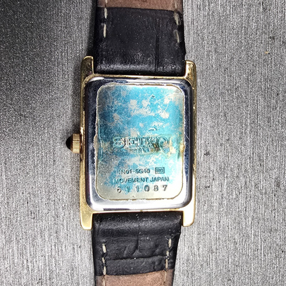 Seiko Tank Watch Women 18mm White Dial Gold Rectangle 1N01-5G40 New Battery10