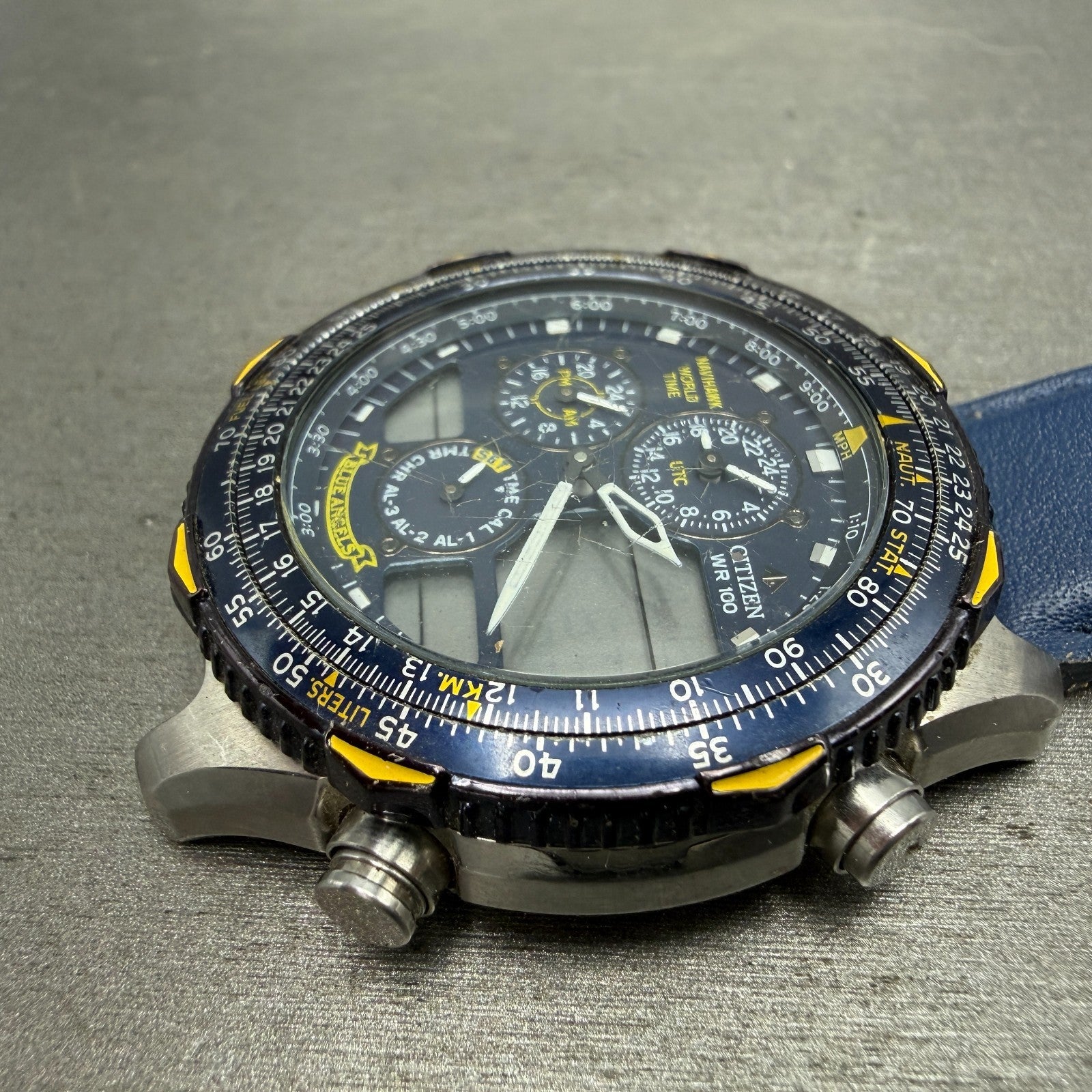 Citizen Navihawk Blue Angels Watch Men 42mm Ana Digi Steel C300-Q00842 PARTS4