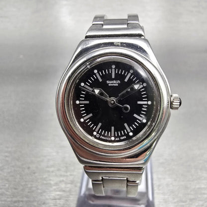 Swatch Irony FRIVOLE Watch Women 24mm Black Dial Silver Round YSS112G New Batt0
