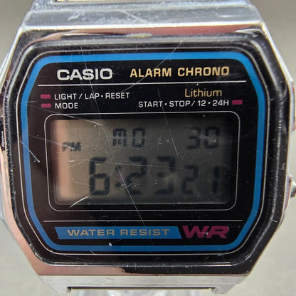 Casio Digital Alarm Chronograph Watch Men 33mm Silver Dial A158W New Battery EVF1