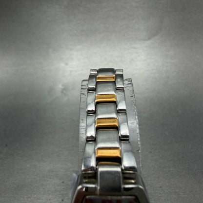 Seiko Solar Tank Watch Women 18mm White Dial Two Tone Rectangle Lukia Runs FD34