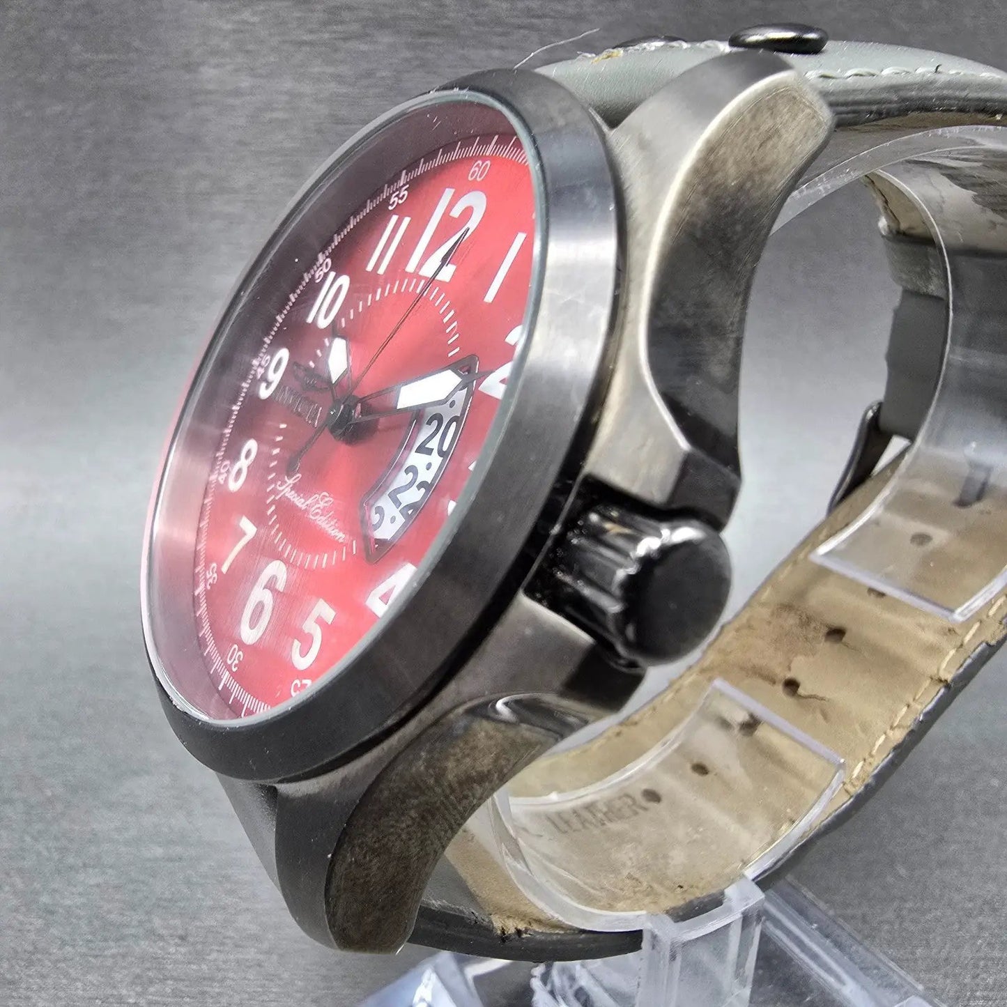 Invicta Special Edition Watch Men 53mm Red Dial Black Tone Date 18985 NewBattery2