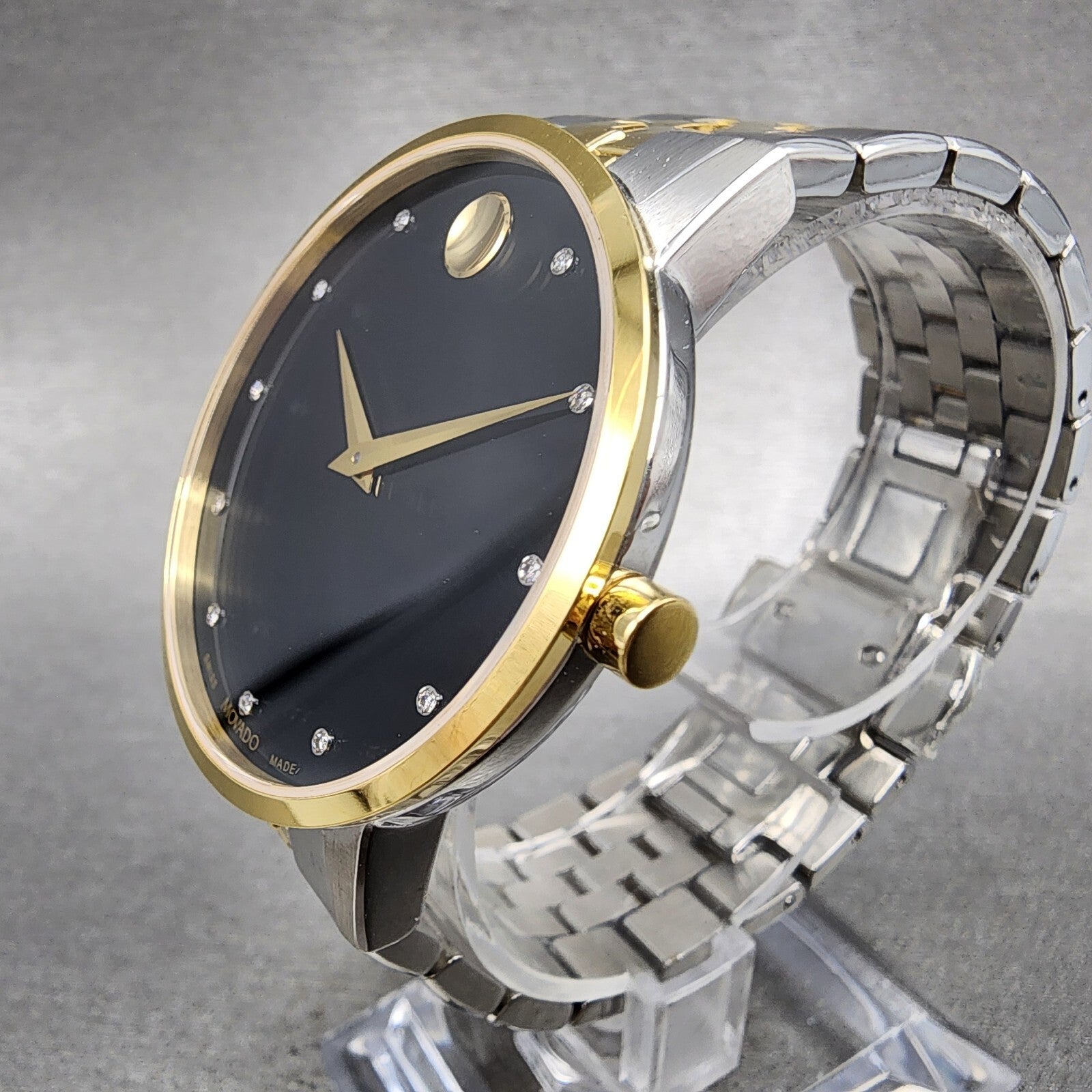 Movado Museum Watch Men 40mm Black Dial Two Tone Diamond Markers Round 06072022