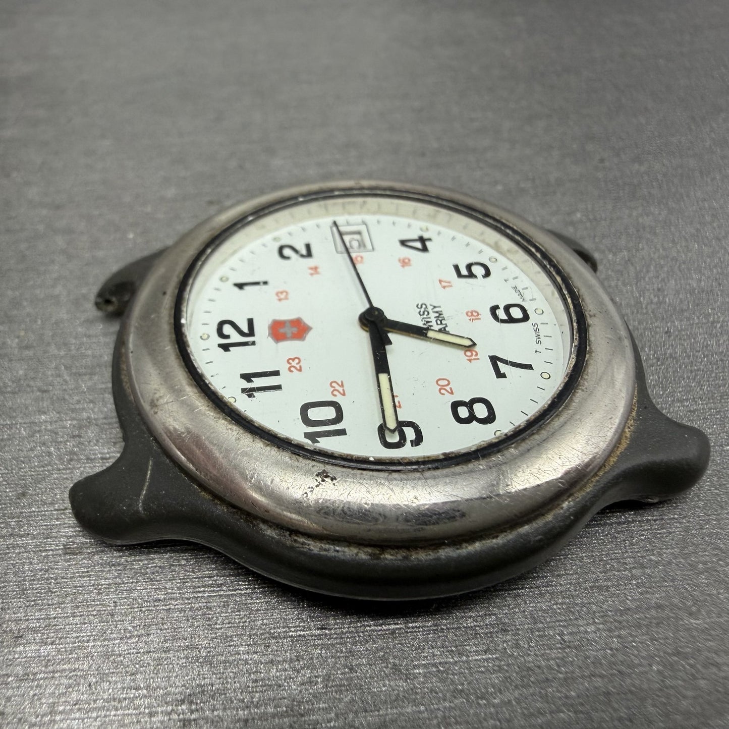 Victorinox Swiss Army Watch Men 39mm White Dial Black Tone Date PARTS B12344
