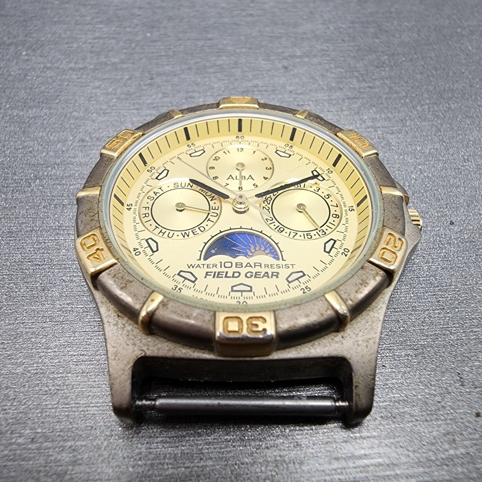 Seiko Alba Field Gear Watch Men 35mm Cream Dial Two Tone Daydate Month Day night2