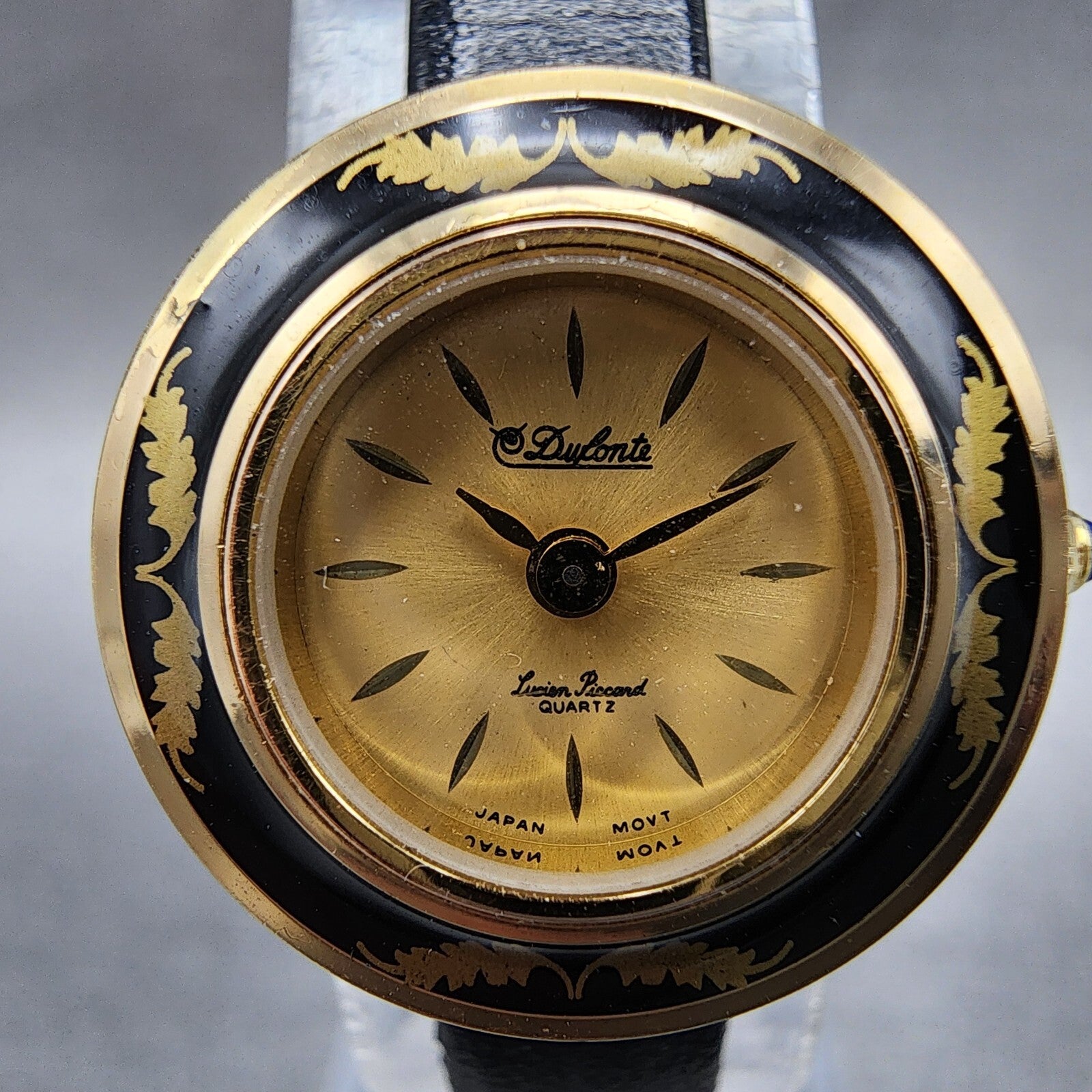 Lucien Piccard Dufonte Watch Women 19mm Gold Dial Gold Tone Round New Battery1
