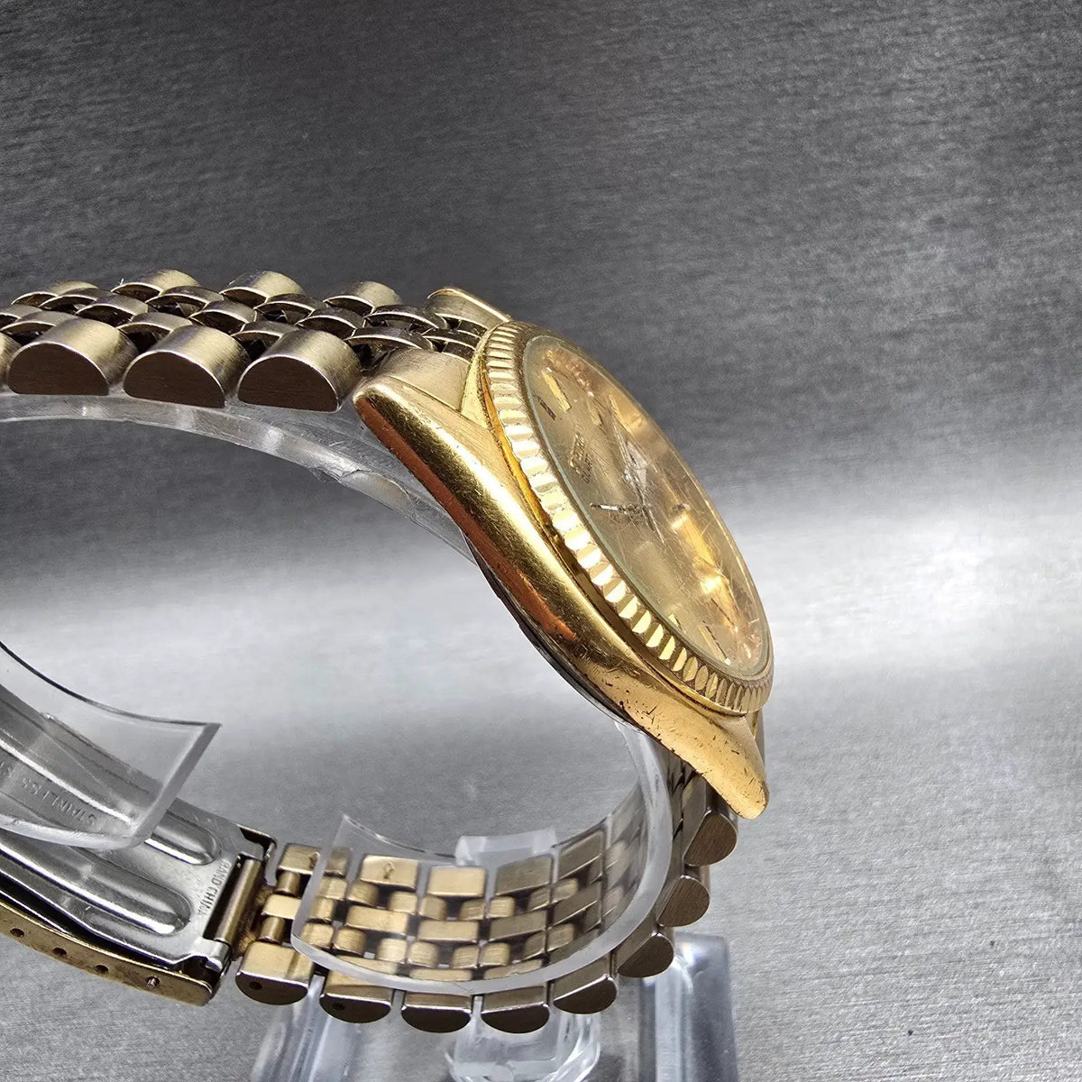 Seiko President Watch Men 35mm Gold Dial Gold Tone Daydate 7N43-8111 New Battery3