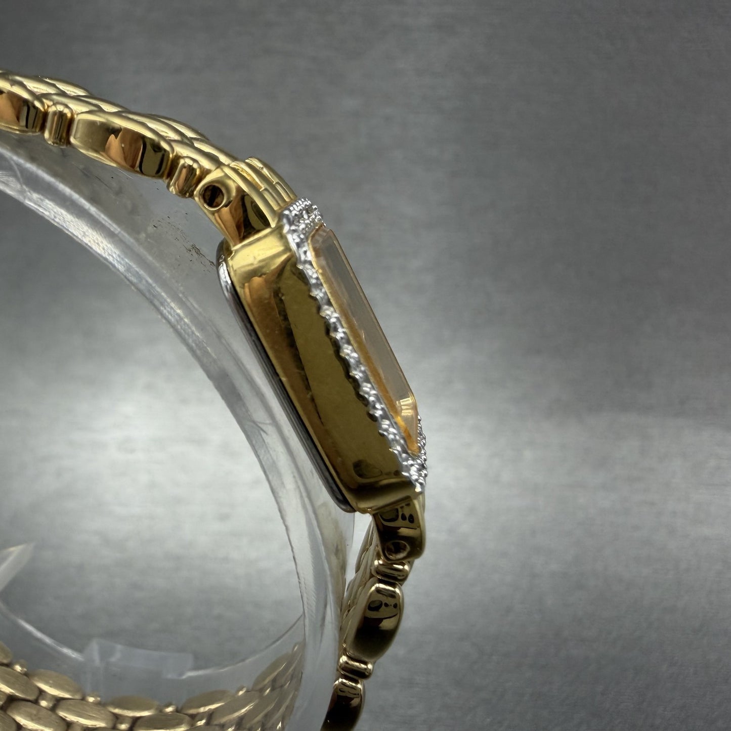 Wittnauer Tank Watch Women 13mm Gold Dial Gold Tone Crystal Bezel New Battery3