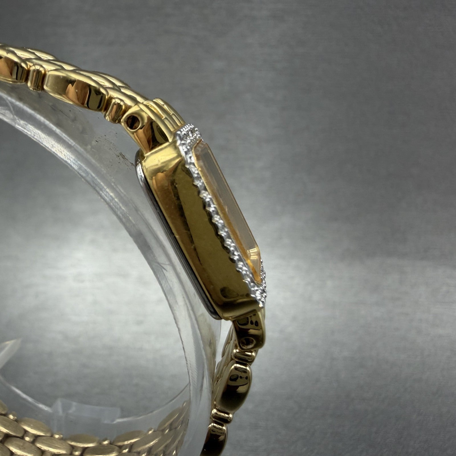 Wittnauer Tank Watch Women 13mm Gold Dial Gold Tone Crystal Bezel New Battery3