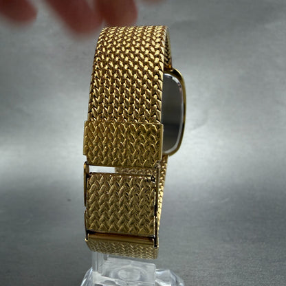 Rado Elegance Watch Men 30mm Gold Dial Gold Tone Rectangle 128.9005.2 New Batt7
