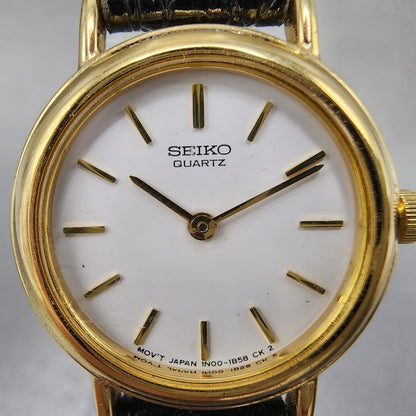 Seiko Watch Women 21mm White Dial Gold Tone Round 1n000d40 New Battery1