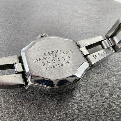 Seiko Watch Women 18mm Red Dial Stainless Steel Rectangle Manual Wind Runs VTG8