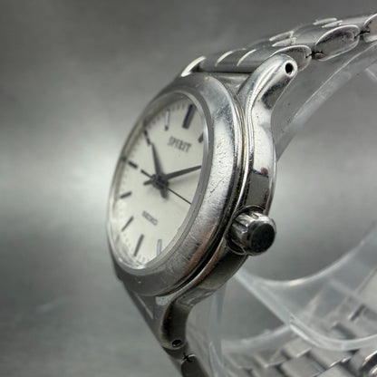 Seiko Spirit Watch Women 25mm White Dial Silver Tone Round 1F21-0G30 New Battery2